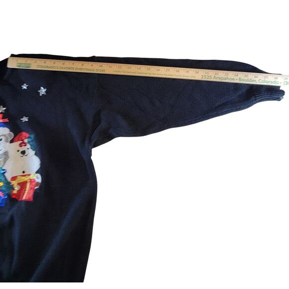 2X Holiday Sweater Teddy Bear Panda Embroidered Christmas Work in Progress 1980 - Picture 4 of 16